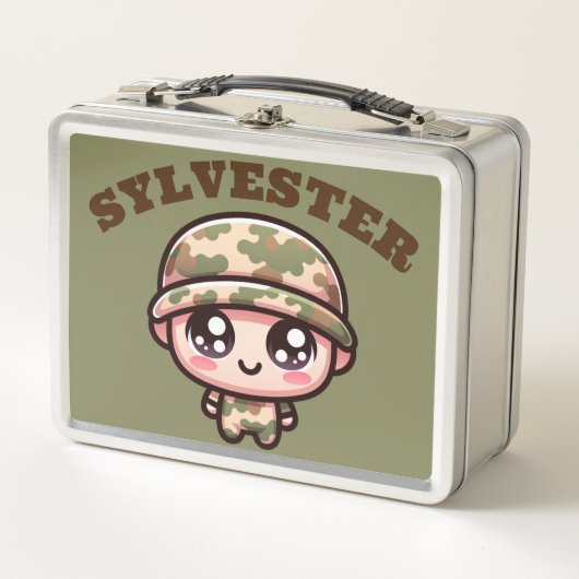 Schattigee Kawaii Army Camouflage Monogram op Groe (Voorkant)