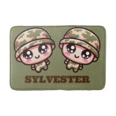 Schattigee Kawaii Army Camouflage Monogram op Groe Badmat (Voorkant)