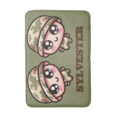 Schattigee Kawaii Army Camouflage Monogram op Groe Badmat (Voorkant Verticaal)