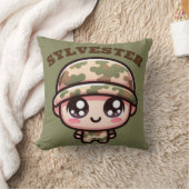 Schattigee Kawaii Army Camouflage Monogram op Groe Kussen (Deken)