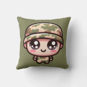 Schattigee Kawaii Army Camouflage Monogram op Groe Kussen (Achterkant)