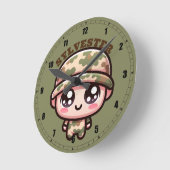 Schattigee Kawaii Army Camouflage Monogram op Groe Ronde Klok (Hoek)