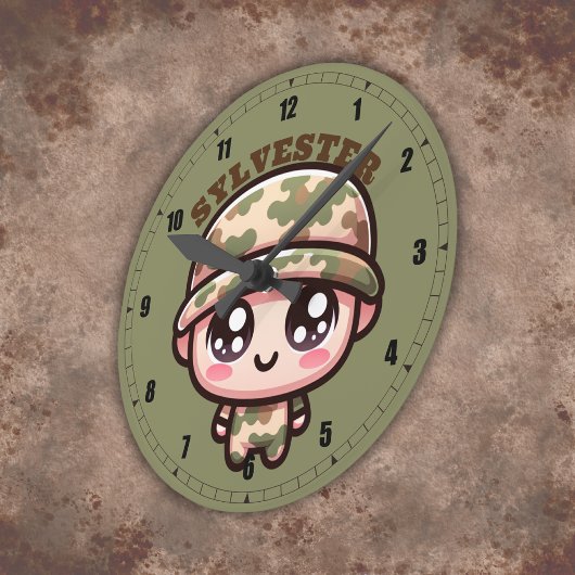 Schattigee Kawaii Army Camouflage Monogram op Groe Ronde Klok