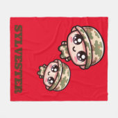 Schattigee Kawaii Army Camouflage Monogram op Rood Fleece Deken (Voorkant (Horizontaal))