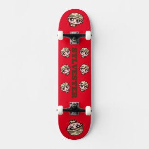 Schattigee Kawaii Army Camouflage Monogram op Rood Persoonlijk Skateboard