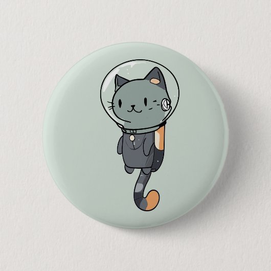Schattigee Kawaii Astronaut Cat Ronde Button 5,7 Cm (Voorkant)