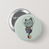 Schattigee Kawaii Astronaut Cat Ronde Button 5,7 Cm (Voorkant /achterkant)