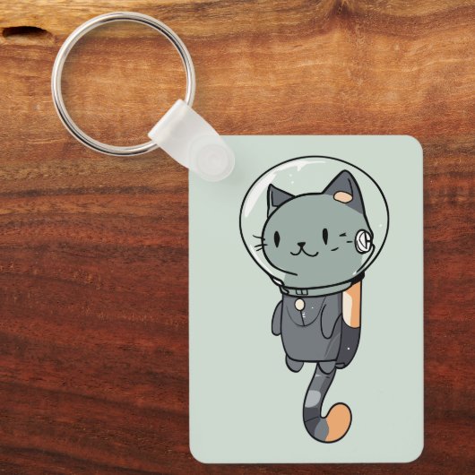Schattigee Kawaii Astronaut Cat Sleutelhanger (Voorkant)