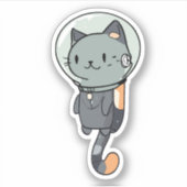 Schattigee Kawaii Astronaut Cat Sticker (Voorkant)