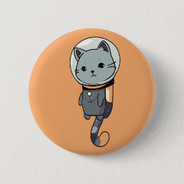 Schattigee Kawaii astronaut Kitten Ronde Button 5,7 Cm