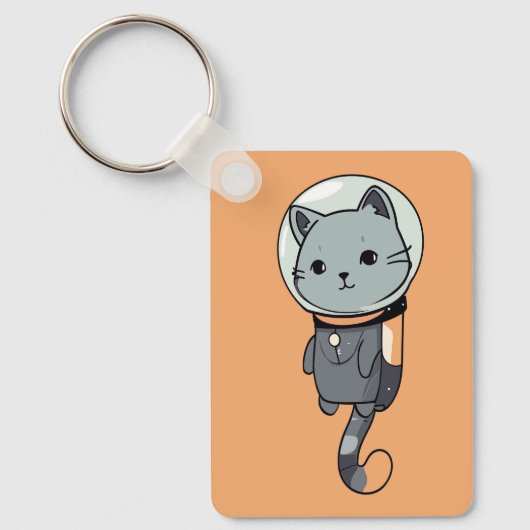 Schattigee Kawaii astronaut Kitten Sleutelhanger (Voorkant)