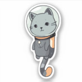 Schattigee Kawaii astronaut Kitten Sticker (Voorkant)
