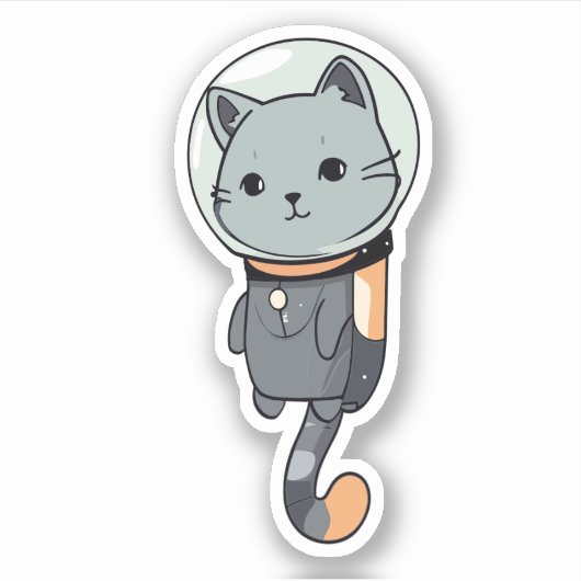 Schattigee Kawaii astronaut Kitten Sticker (Voorkant)