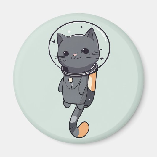 Schattigee Kawaii astronaut zwarte kat Magneet (Voorkant)