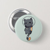 Schattigee Kawaii astronaut zwarte kat Ronde Button 5,7 Cm (Voorkant /achterkant)