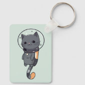 Schattigee Kawaii astronaut zwarte kat Sleutelhanger (Achterkant)