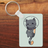 Schattigee Kawaii astronaut zwarte kat Sleutelhanger (Voorkant)