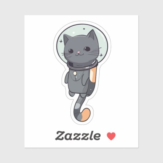 Schattigee Kawaii astronaut zwarte kat Sticker (Vel)