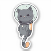 Schattigee Kawaii astronaut zwarte kat Sticker (Voorkant)