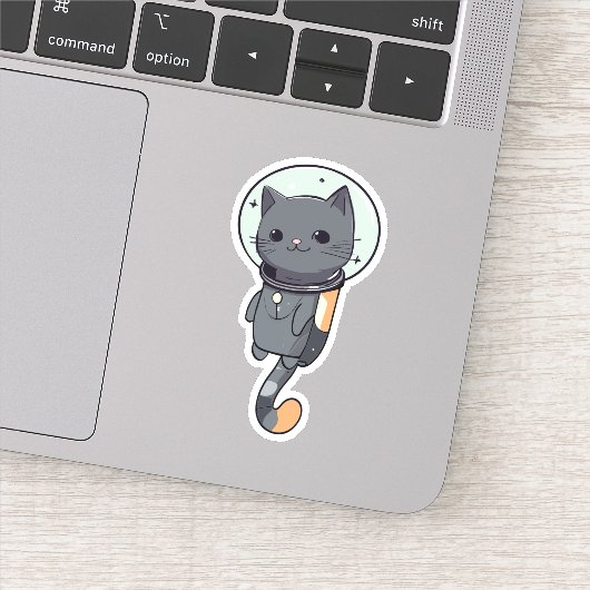 Schattigee Kawaii astronaut zwarte kat Sticker (Detail)