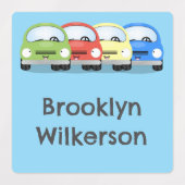 Schattigee kawaii auto's cartoon gepersonaliseerd labels (Design 2)
