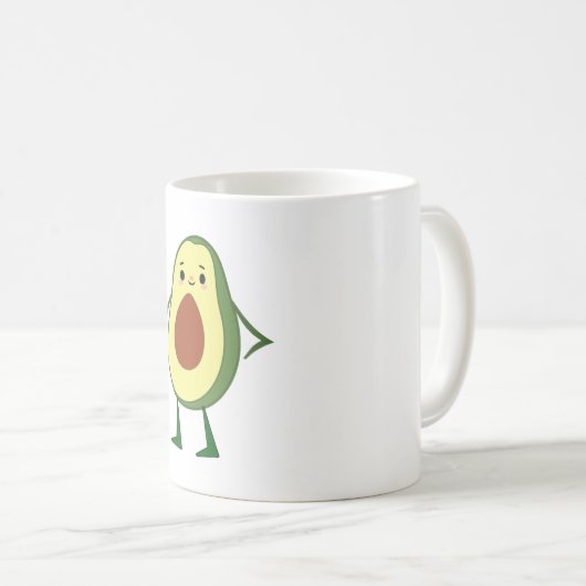 Schattigee kawaii avocado canvas tassen koffiemok (Voorkant rechts)