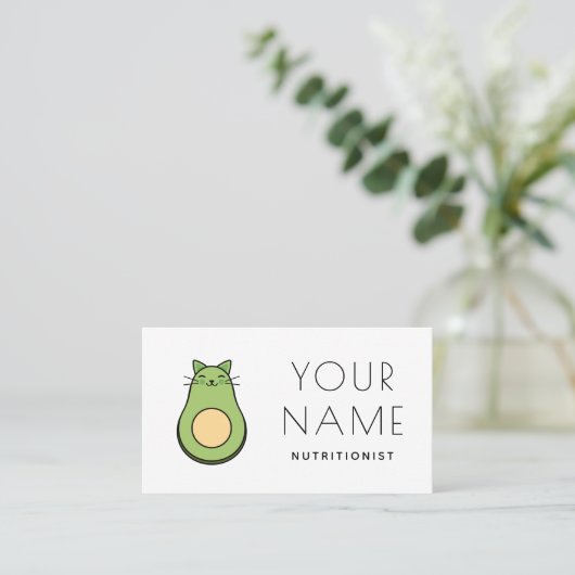 Schattigee Kawaii avocado kat voedingsdeskundige d Visitekaartje (Staand voorkant)