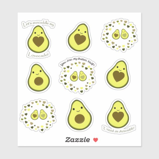 Schattigee Kawaii Avocados Sticker Set (Vel)