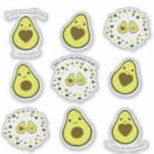 Schattigee Kawaii Avocados Sticker Set (Voorkant)