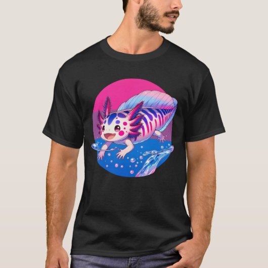 Schattigee kawaii axolotl biseksuele lgbt subtiele t-shirt (Voorkant)