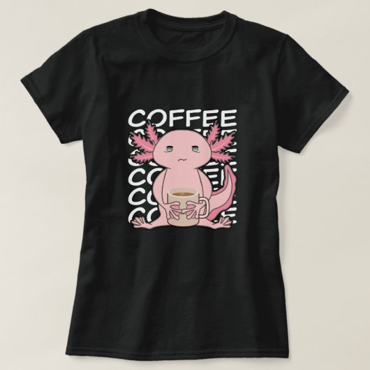 Schattigee Kawaii Axolotl Drink koffie T-shirt (Design voorkant)