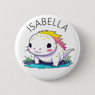 Schattigee Kawaii Axolotl Illustratie Gepersonalis Ronde Button 5,7 Cm