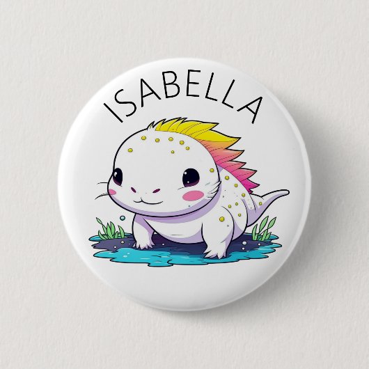 Schattigee Kawaii Axolotl Illustratie Gepersonalis Ronde Button 5,7 Cm (Voorkant)