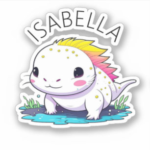 Schattigee Kawaii Axolotl Illustratie Gepersonalis Sticker