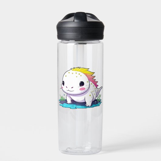 Schattigee Kawaii Axolotl in Water Gepersonaliseer Waterfles (Voorkant)