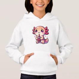 Schattigee Kawaii Axolotl met Bubble Tea