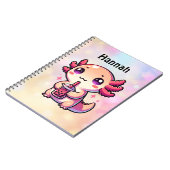 Schattigee Kawaii Axolotl met Bubble Tea Gepersona Notitieboek (Linkerzijde)