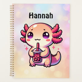 Schattigee Kawaii Axolotl met Bubble Tea Gepersona Planner