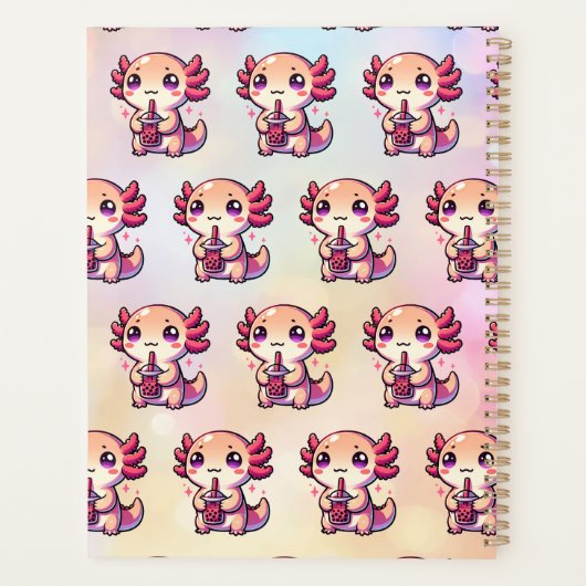 Schattigee Kawaii Axolotl met Bubble Tea Gepersona Planner (Achterkant)