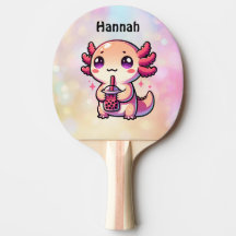 Schattigee Kawaii Axolotl met Bubble Tea Gepersona