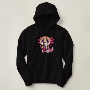 Schattigee Kawaii Axolotl met Bubble Tea Hoodie