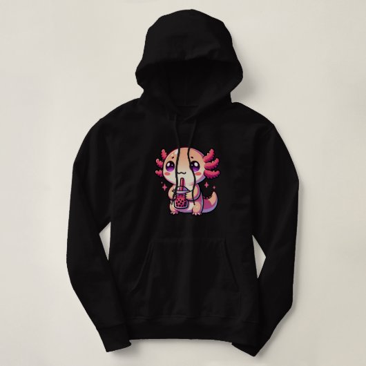 Schattigee Kawaii Axolotl met Bubble Tea Hoodie (Design voorkant)