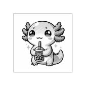 Schattigee Kawaii Axolotl met Bubble Tea Rubberstempel (Afrduk)