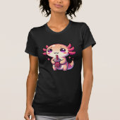 Schattigee Kawaii Axolotl met Bubble Tea T-shirt (Voorkant)