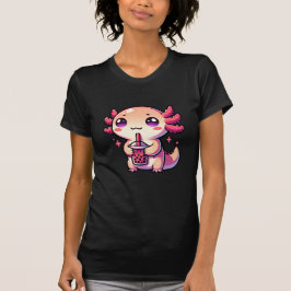 Schattigee Kawaii Axolotl met Bubble Tea T-shirt