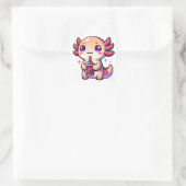 Schattigee Kawaii Axolotl met Bubble Tea Vierkante Sticker (Tas)