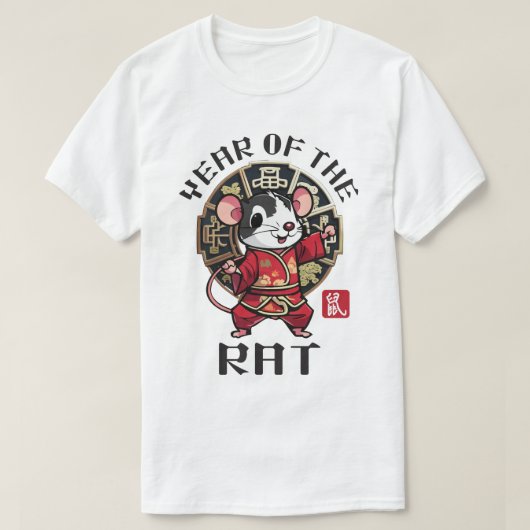 Schattigee Kawaii Aziatische Chinese Rat Zodiac Lu T-shirt (Design voorkant)