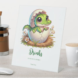 Schattigee Kawaii Baby alligator Drinken Reclamebord Met Voetstuk