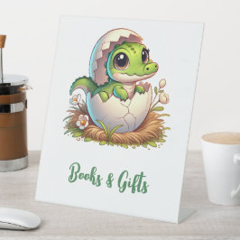 Schattigee Kawaii Baby Alligator Uitbroedboeken &  Reclamebord Met Voetstuk