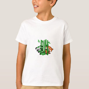 Schattigee kawaii Baby panda en rode panda bamboe T-shirt